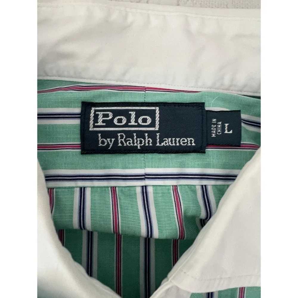 Lot Of 2 LARGE Polo Ralph Lauren Men's Cotton Oxford Button Down Shirts Aqua